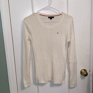 Tommy Hilfiger Cream Classic Cable-Knit Crew Sweater